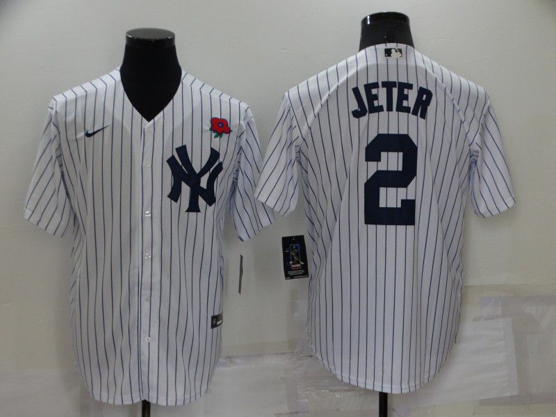 Men New York Yankees #2 Jeter White Strip Game 2022 Nike MLB Jerseys->new york yankees->MLB Jersey